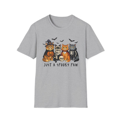 Halloween Cat T-Shirt, Spooky paw Gildan Softstyle Tee