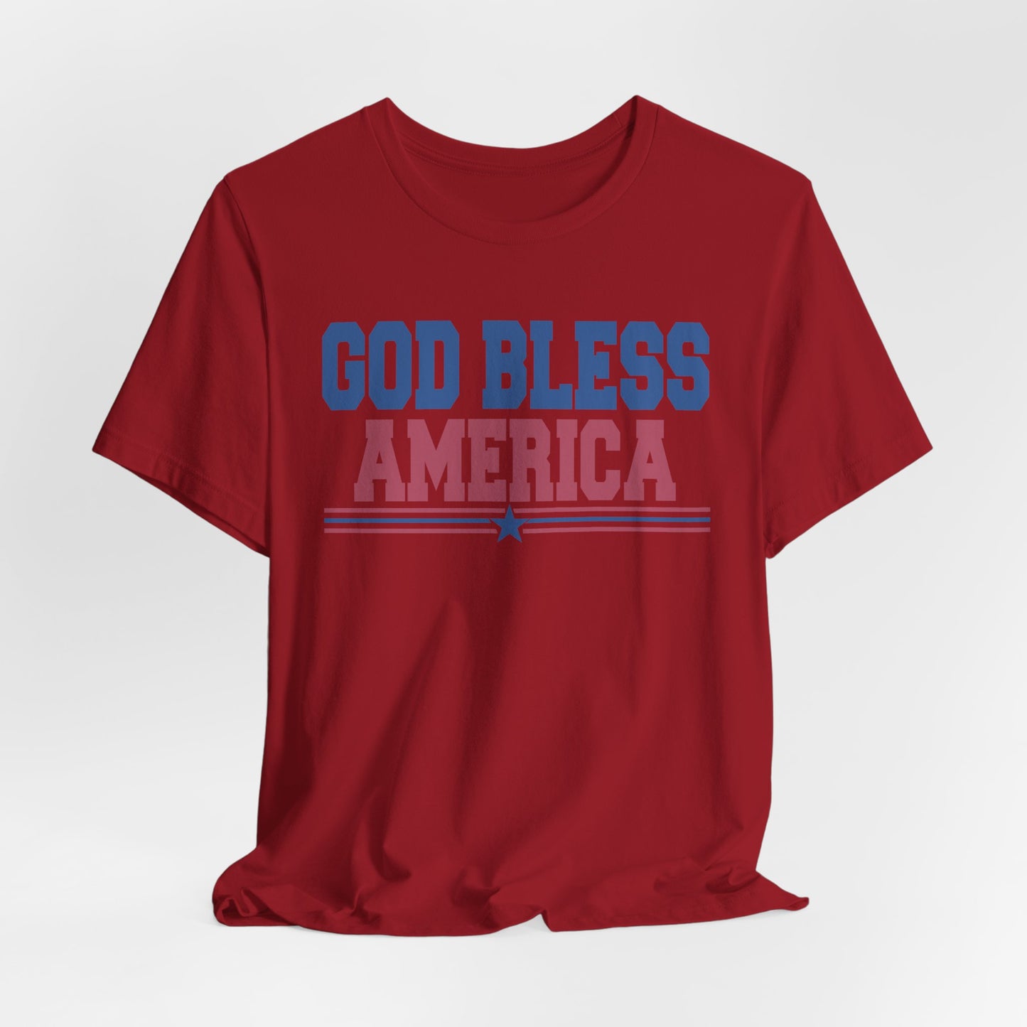 God Bless America Unisex Jersey Tee - Patriotic Short Sleeve Shirt