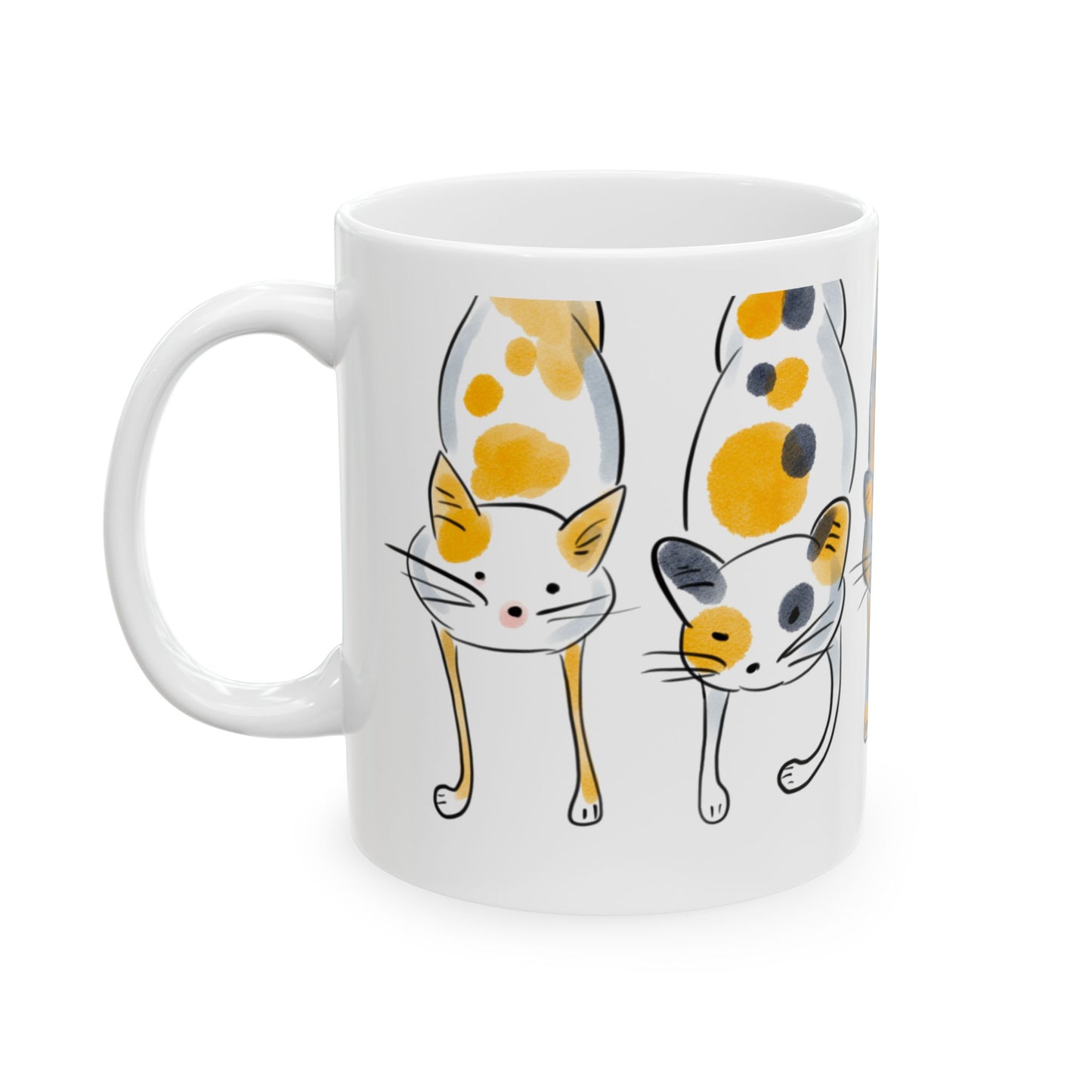 11oz Playful Cat Ceramic Mug - Cute Animal Design for Cat Lovers