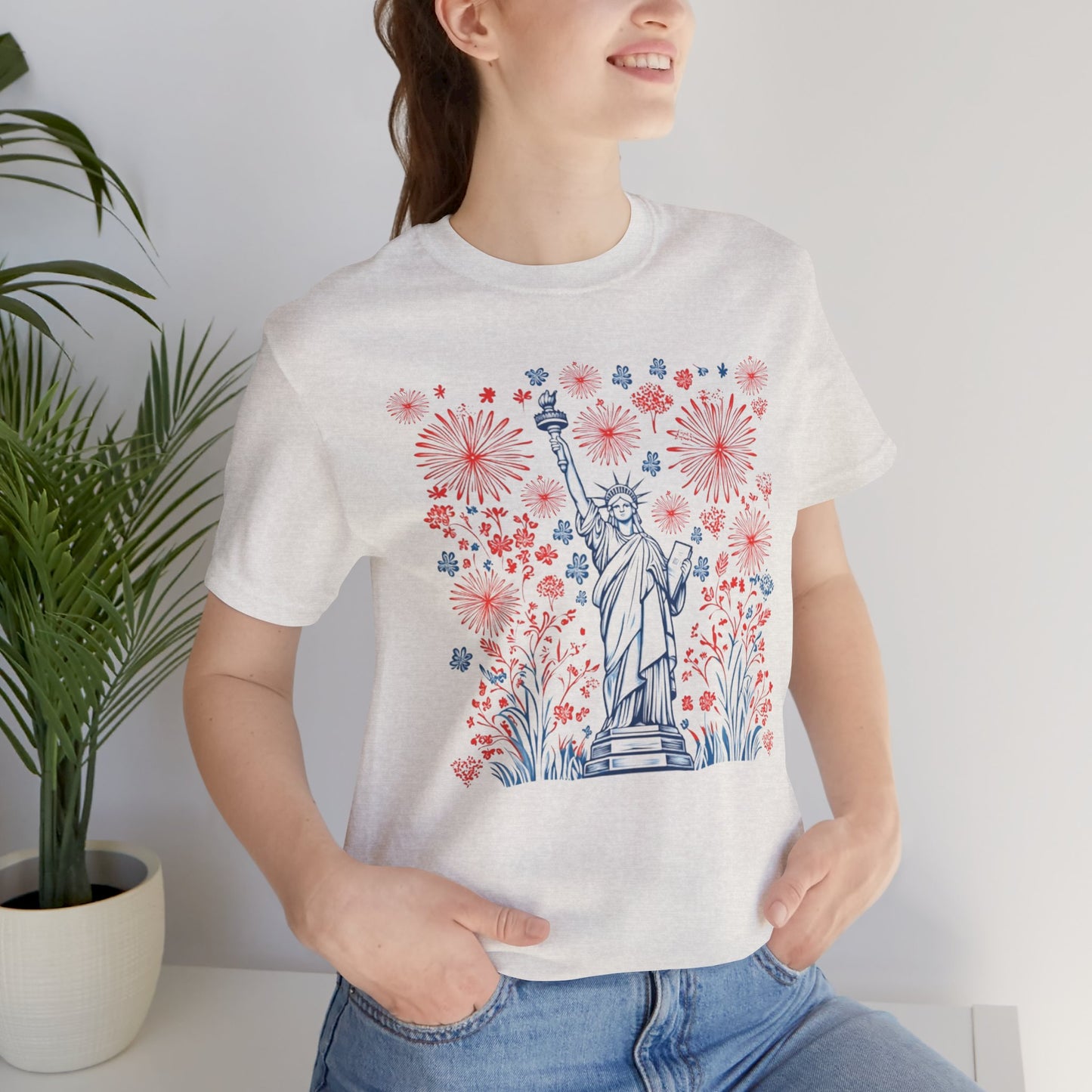 Patriotic Short Sleeve Tee with Liberty Design