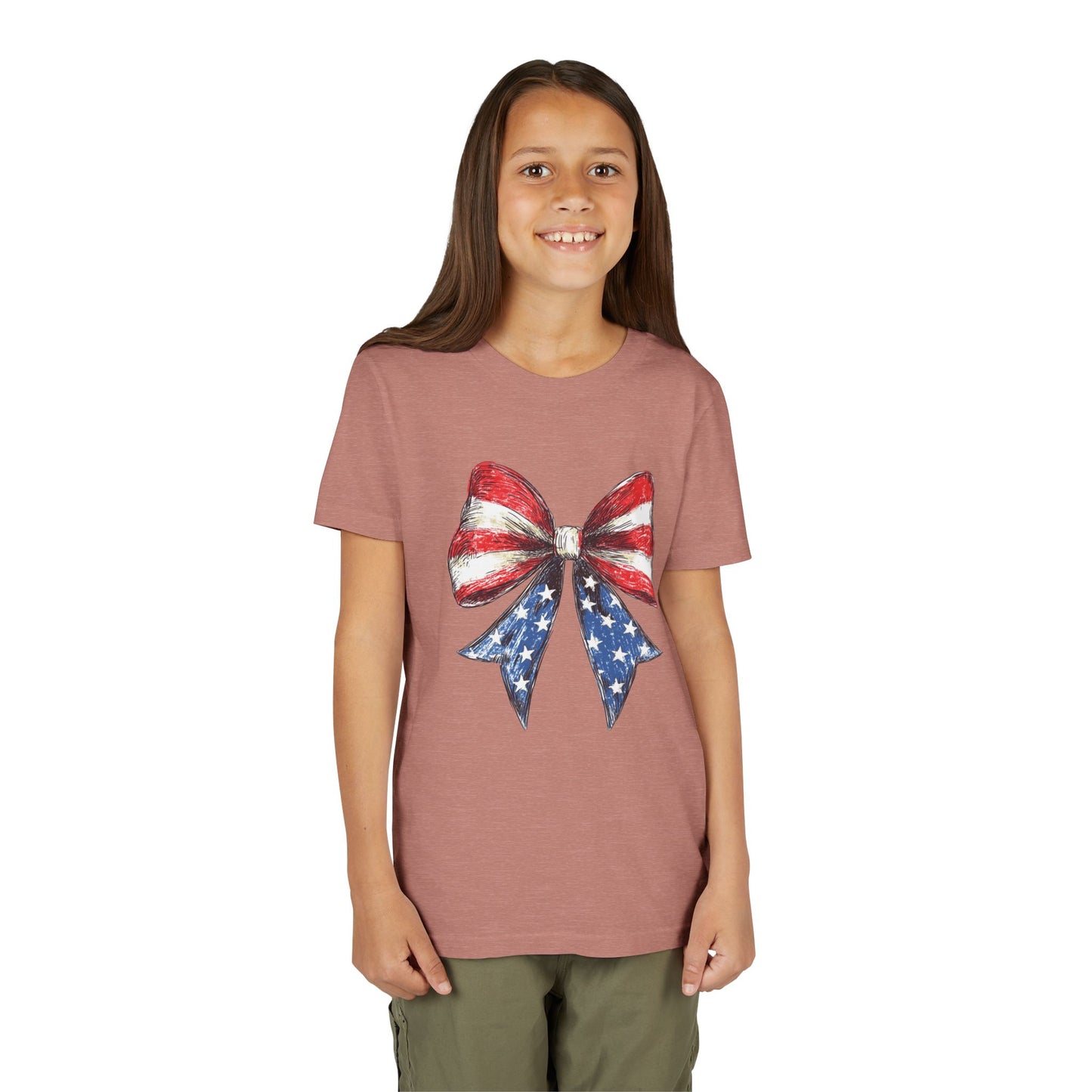 Patriotic Youth Short Sleeve Tee with Bow Design